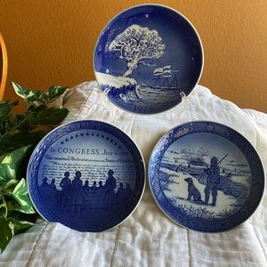 Vintage Blue Copenhagen Plates Sold in a bundle of 3 - 1976-1978